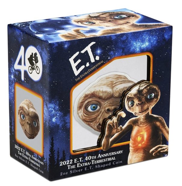 Niue: E.T. colored - 40. movie anniversary 2 oz Silver 2022 Shaped Coin