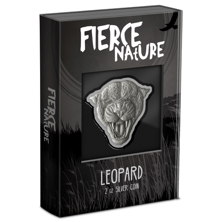 Niue: Fierce Nature - Leopard 2 oz Silver 2023 Antique Finish