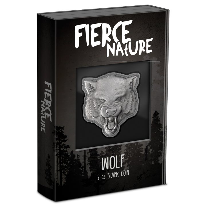 Niue: Fierce Nature - Wolf 2 oz Silver 2023 Antique Finish