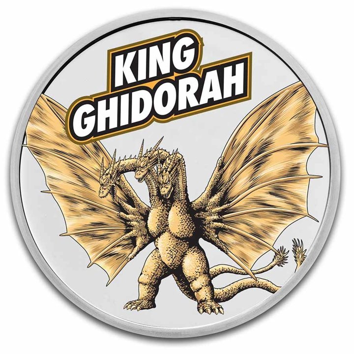 Niue: Godzilla vs Monsters - King Ghidorah coloured 1 oz Silver 2023 Slab