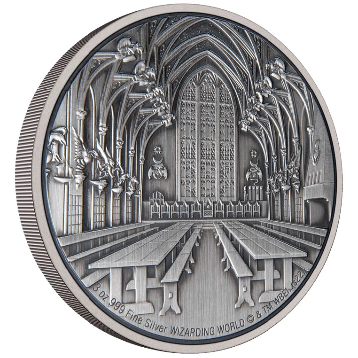 Niue: Harry Potter - Hogwarts The Great Hall 3 oz Silver 2022 Antique Finish