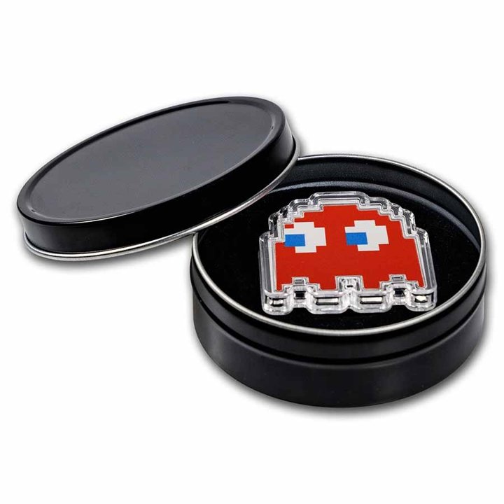 Niue: PAC-MAN GHOST "BLINKY" colored 1 oz Silver 2022 Proof Shaped Coin