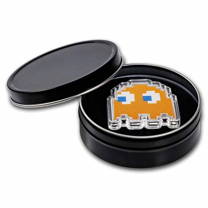 Niue: PAC-MAN GHOST "CLYDE" colored 1 oz Silver 2022 Proof Shaped Coin