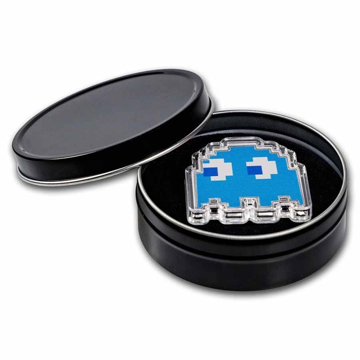 Niue: PAC-MAN GHOST "INKY" colored 1 oz Silver 2022 Proof Shaped Coin