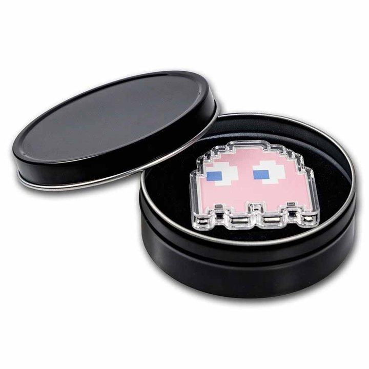 Niue: PAC-MAN GHOST "PINKY" colored 1 oz Silver 2022 Proof Shaped Coin