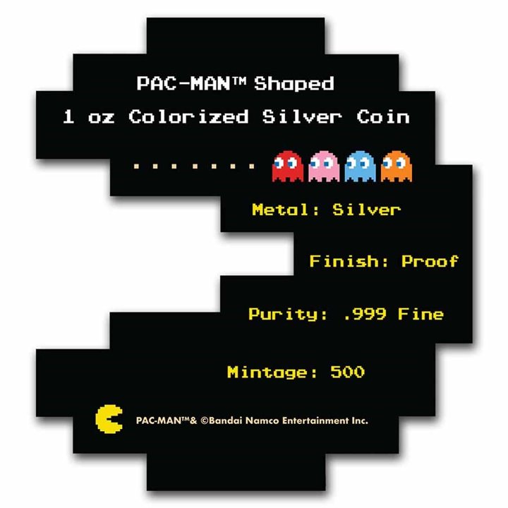 Niue: PAC-MAN colored 1 oz Silver 2022 Proof Shaped Coin