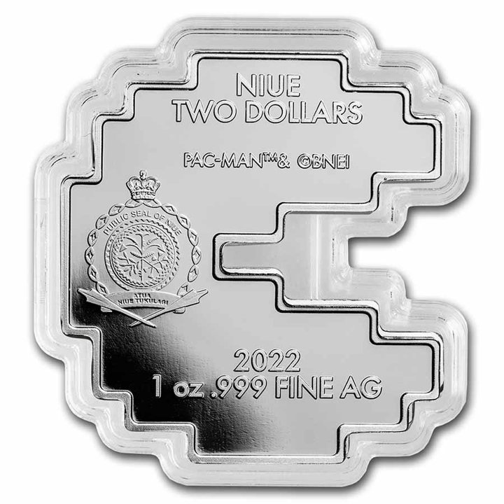 Niue: PAC-MAN colored 1 oz Silver 2022 Proof Shaped Coin