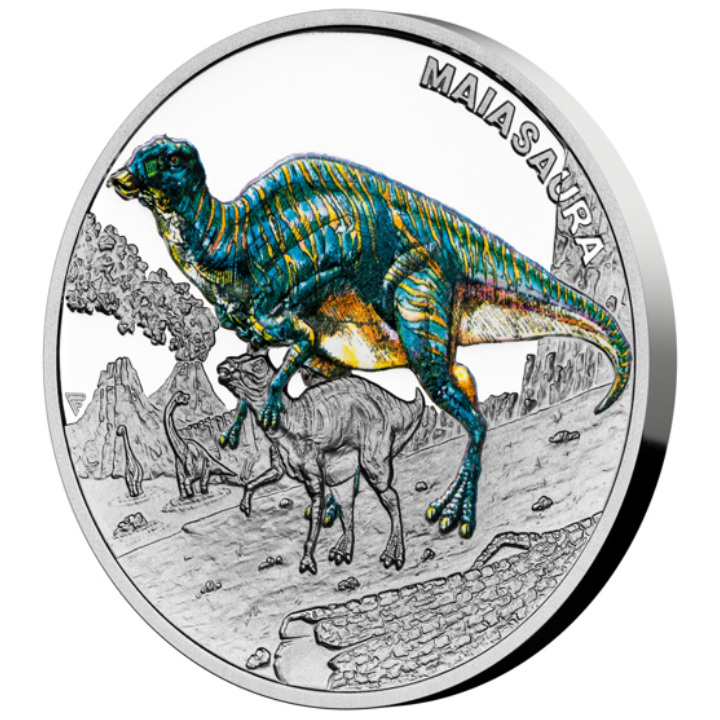 Niue: Prehistoric World - Maiasaura coloured $1 Silver 2023 Proof