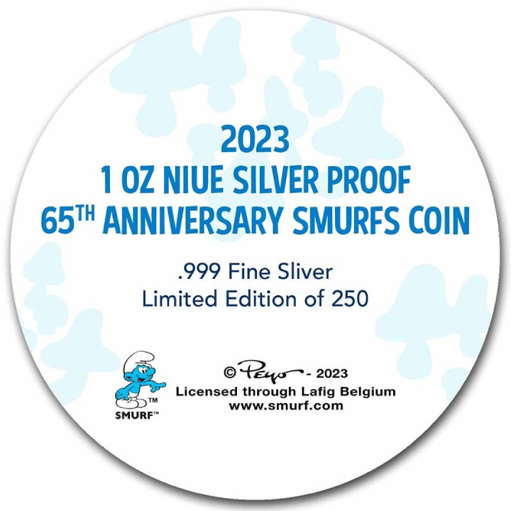 Niue: Smurfs - 65. anniversary 1 Ounce Silver 2023 Proof