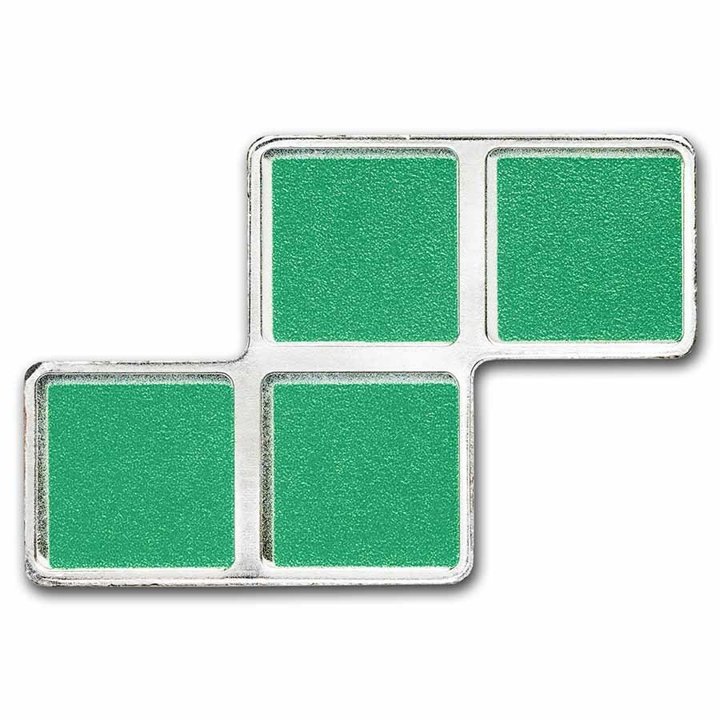 Niue: Tetris - S-Tetrimino Block colored 1 oz Silver 2023 (green)