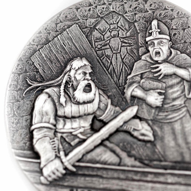 Niue: Vikings - Bjorn Ironside 2 oz Silver 2016 Proof Antiqued Coin 