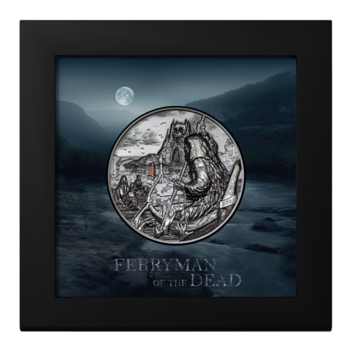 Palau: Ferryman of the Dead - Charon colored 3 ounce Silver 2023 Black Proof Ultra High Relief