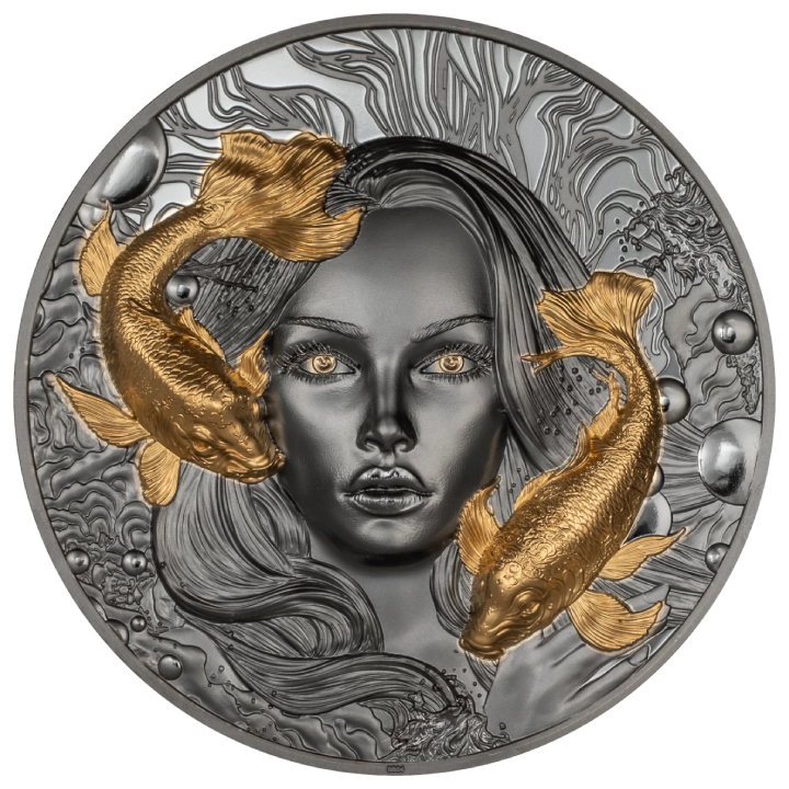 Palau: Goddess of Water 2 oz Silver 2024 Gilded Black Proof