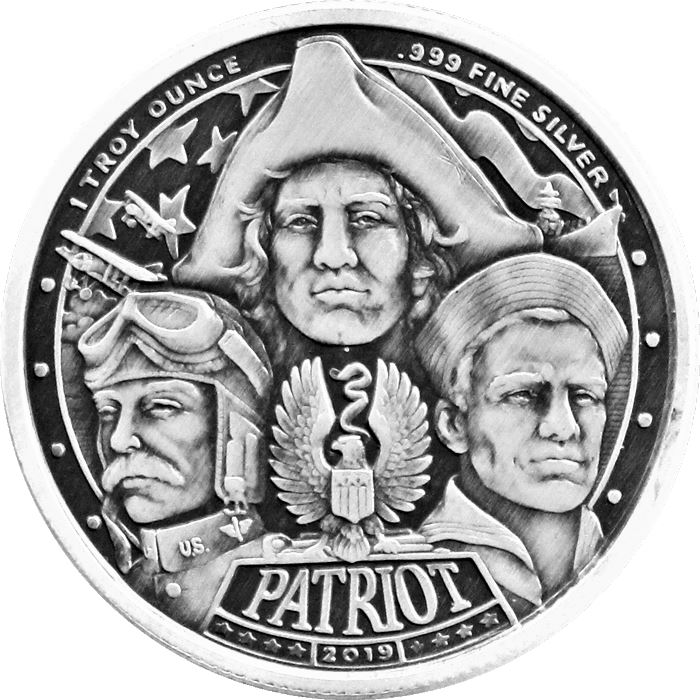 Patriot: American Revolution 1 oz Silver 2019 Antiqued Round Coin