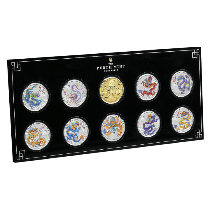 Perth Mint: Lunar III- Year of the Dragon 1/2 oz Silver 10 Coin Set 2024