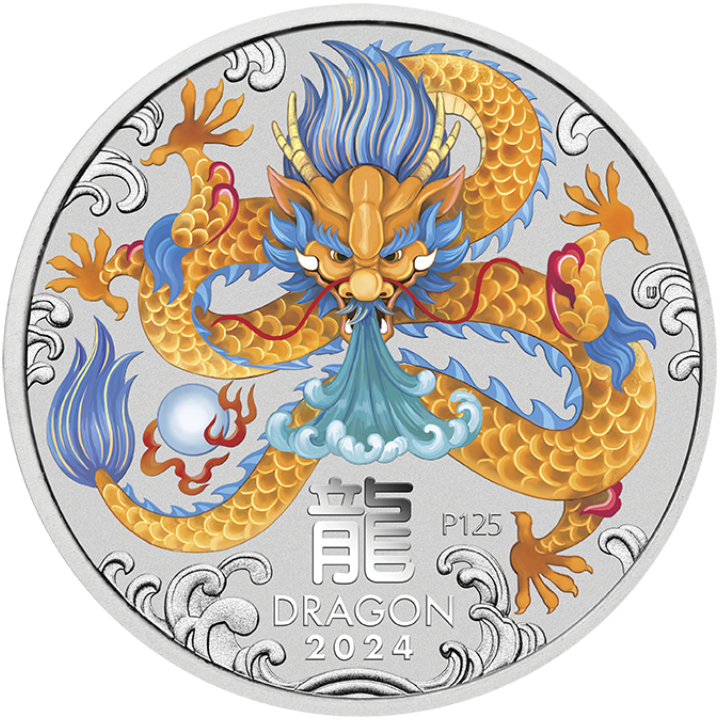 Perth Mint: Lunar III - Year of the Dragon colored 1000 grams Silver 2024 