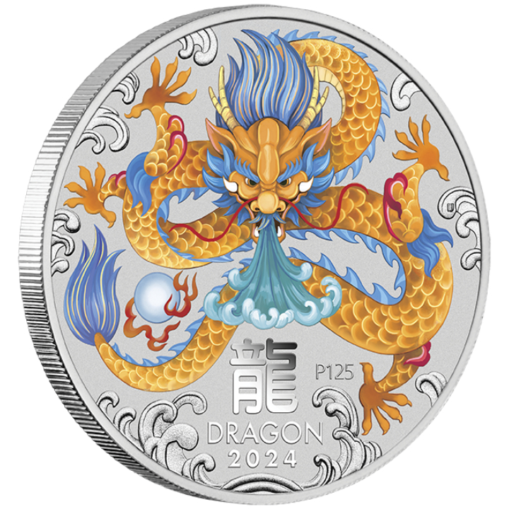 Perth Mint: Lunar III - Year of the Dragon coloured 1 oz Silver 2024