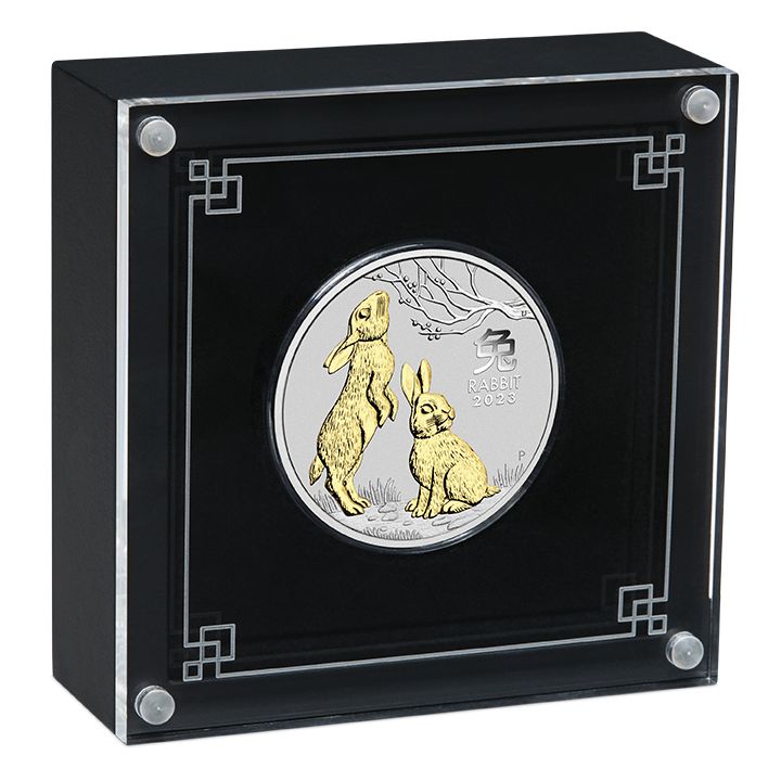 Perth Mint: Lunar III - Year of the Rabbit gold plated 1 oz Silver 2023 (in case)