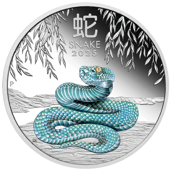 Perth Mint: Lunar III - Year of the Snake coloured 1 oz Silver 2025 Proof