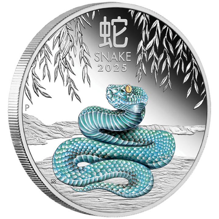 Perth Mint: Lunar III - Year of the Snake coloured 1 oz Silver 2025 Proof