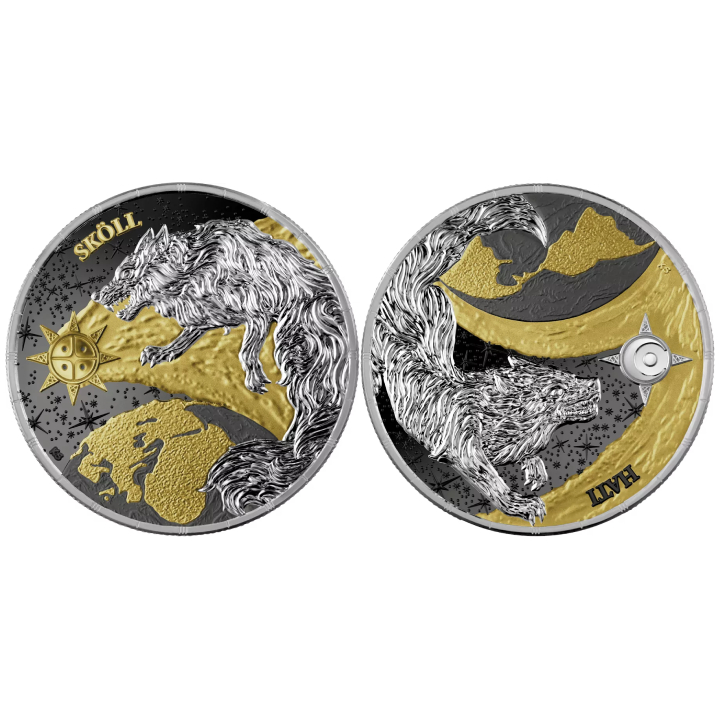 Ragnarök: Sköll & Hati Geminus 2 x 1 oz Silver 2024 Gilded Coin