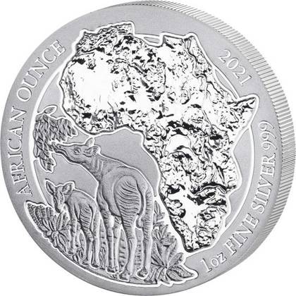 Rwanda: African Ounce - Okapi 1 oz Silver 2021