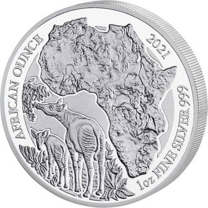 Rwanda: African Ounce - Okapi 1 oz Silver 2021 Proof