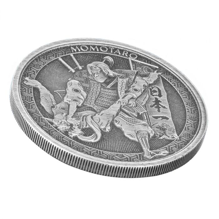 Samoa: Legends of Japan Series - Momotaro and the Demon Subdued in Ukiyoe Style 1 oz Silver 2020 Antiqued Coin