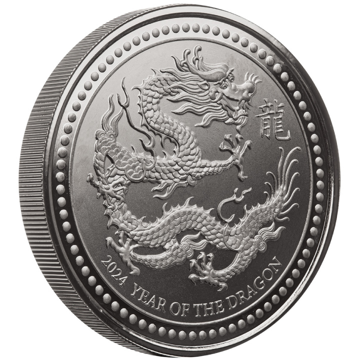 Samoa: Year of the Dragon 2 oz Silver 2024 Black Rhodium