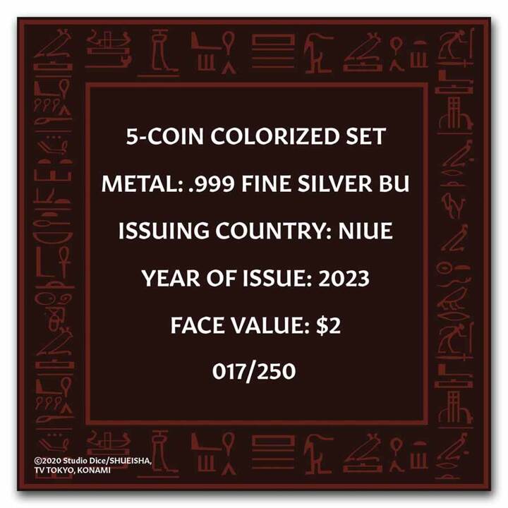 Set of 5 coins Niue: Yu-Gi-Oh! Exodia coloured 5 x 1oz Silver 2023