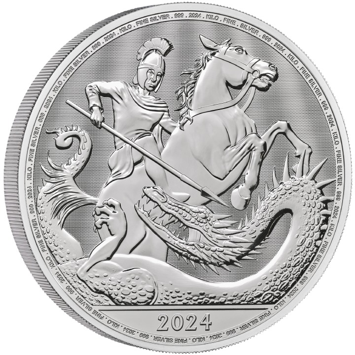 St George and the Dragon 1000 gram Silver 2024 Coin