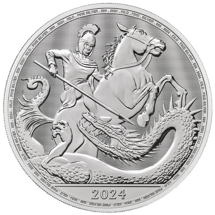 St George and the Dragon 1000 gram Silver 2024 Coin