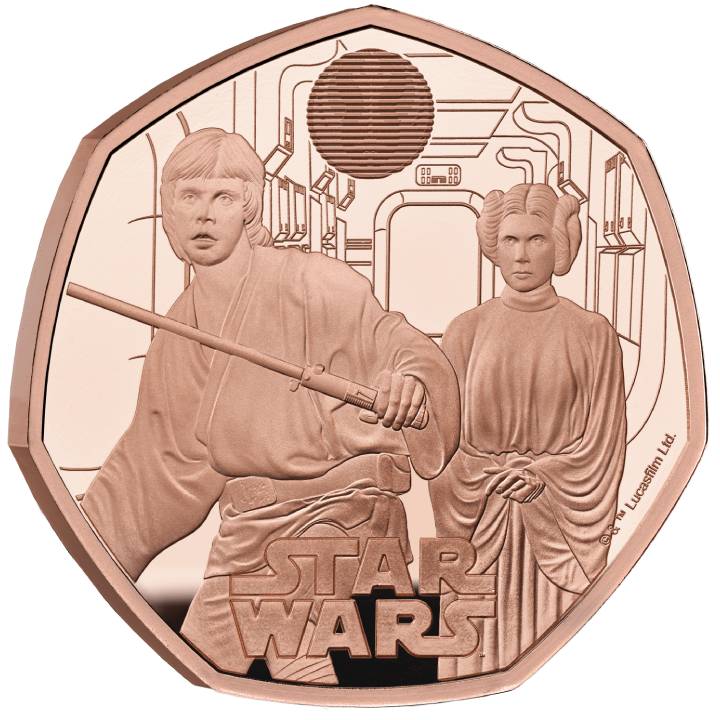 Star Wars: Luke Skywalker and Princess Leia 50p Gold 2023 Proof