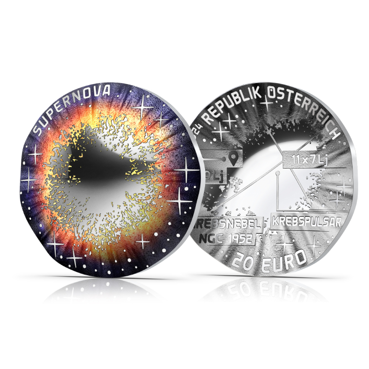 The Beauty of the Universe - Supernova coloured 20 Euro Silver 2024 Proof