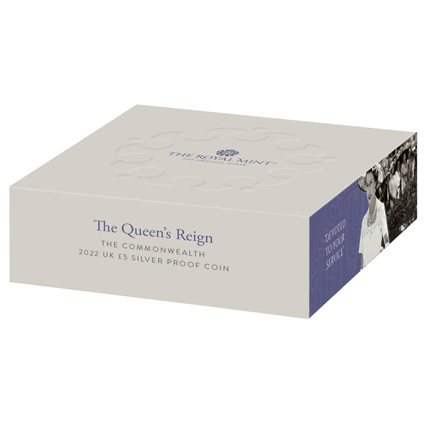 The Queens Reign - Commonwealth Silver £5 2022 Proof 