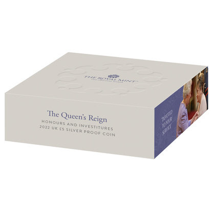 The Queen's Reign Honours and Investitures Silver £5 2022 Proof