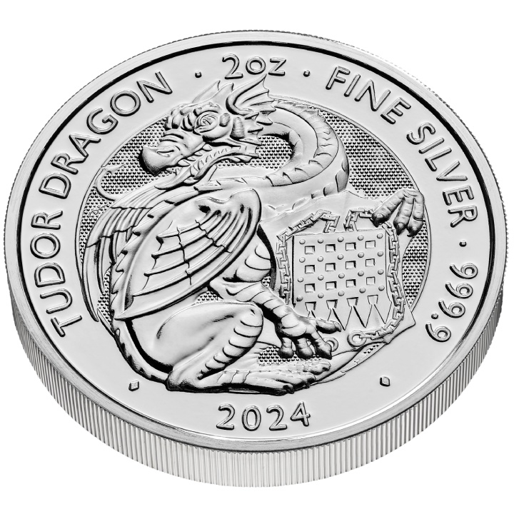 The Royal Tudor Beasts: The Tudor Dragon 2 oz Silver 2024