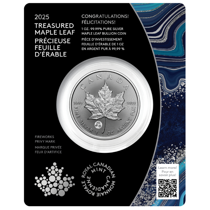 Treasured Canadian Maple Leaf 1 oz Silver 2025 Congratulations Privy Mark 