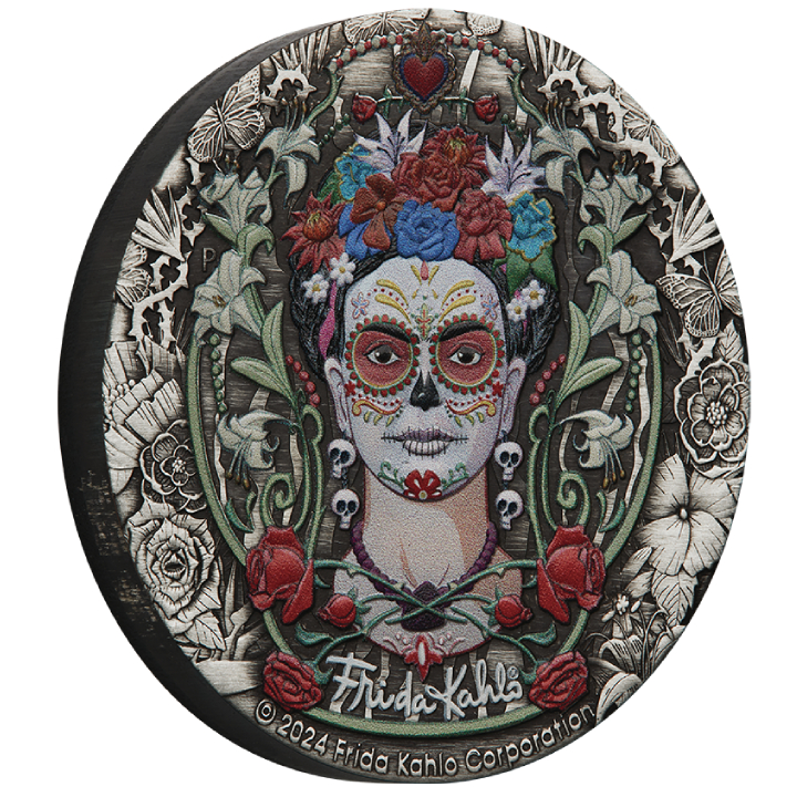 Tuvalu: Frida Kahlo coloured 2 oz Silver 2024 Antiqued Coin