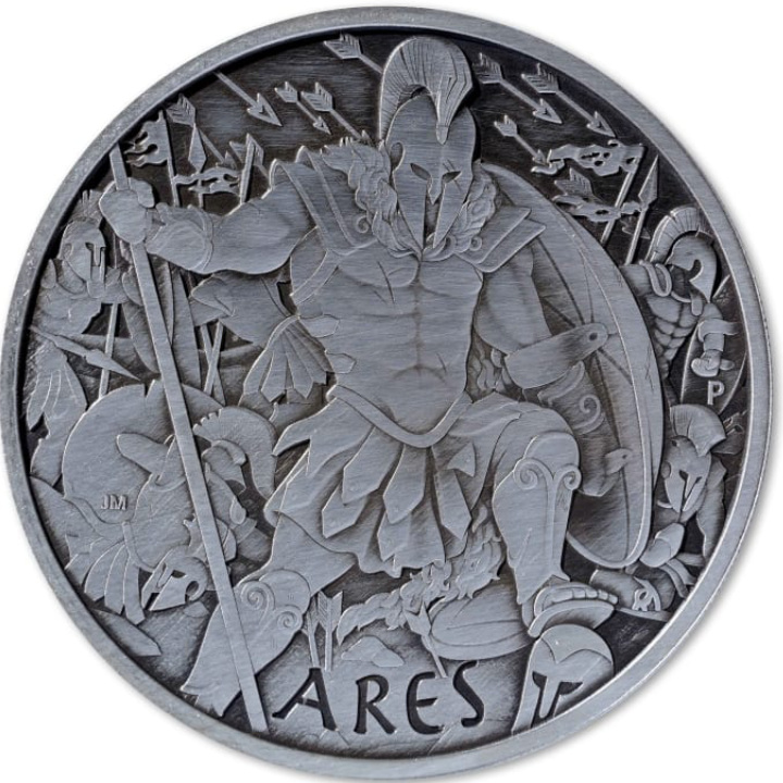 Tuvalu: Gods of Olympus - Ares 5 oz Silver 2023 Antiqued Coin