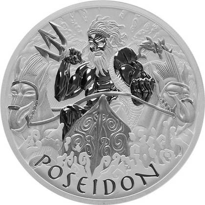 Tuvalu: Gods of Olympus - Poseidon 1 oz Silver 2021