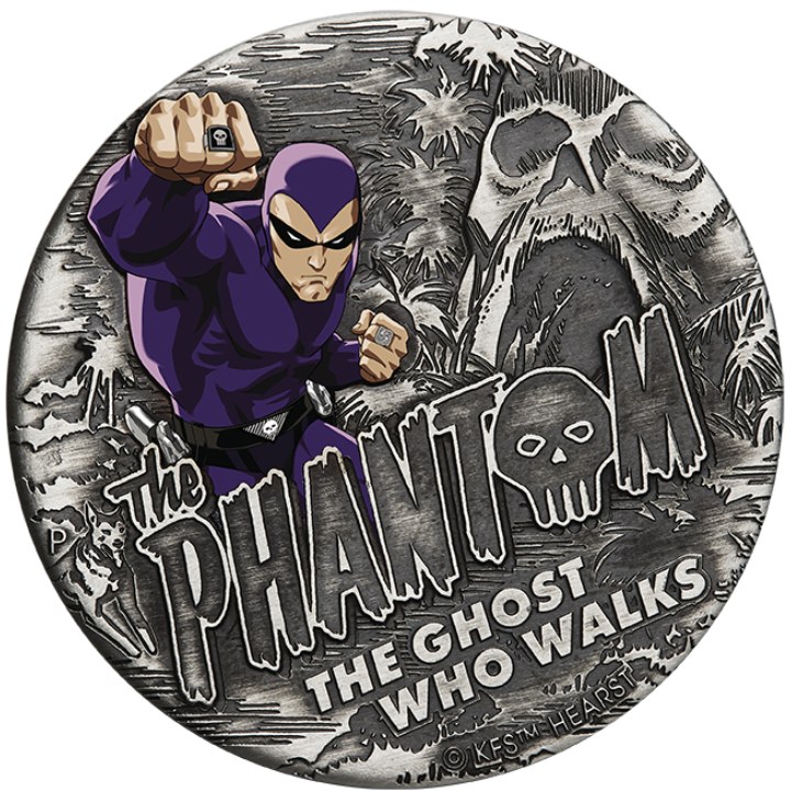 Tuvalu: The Phantom colored 2 oz Silver 2023 Antiqued Coin