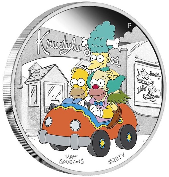 Tuvalu: The Simpson - Krustylu Studios colored 1 oz Silver 2022 Proof 