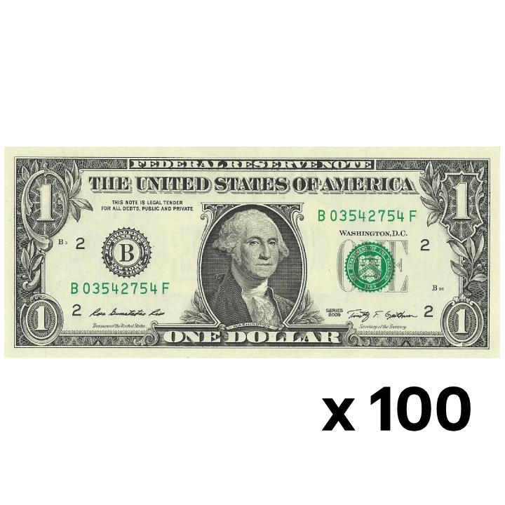 USA Banknote 1 Dollar (1 U.S. dollar / 1 USD) UNC 100 pieces