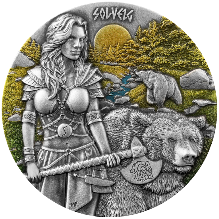 Valkyries: Solveig coloured 2 oz Silver 2024 Ultra High Relief