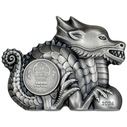  Mongolia: Great Dragon 1 oz Silver 2024 Ultra High Relief Antiqued Coin