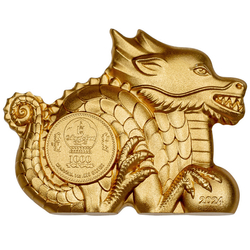  Mongolia: Great Dragon gold plated 1 oz Silver 2024 Silk Ultra High Relief