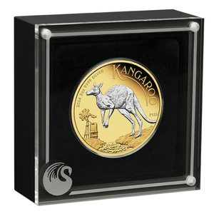 Australian Kangaroo 2 oz Silver 2024 Gilded Coin