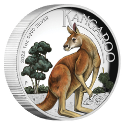 Australian Kangaroo colored 1 oz Silver 2023 Proof High Relief