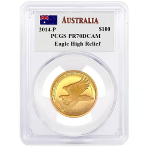 Australian Wedge-Tailed Eagle 1 oz Gold 2014- P Proof High Relief PCGS PR 70DCAM